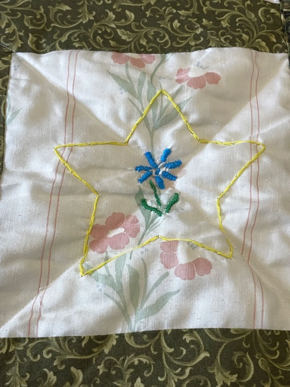 Handmade Whimsical Embroidered Lap Child Quilt
